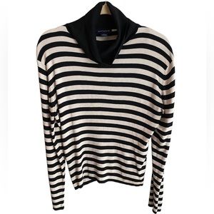 Ann Taylor Striped Silk Cowl Neck